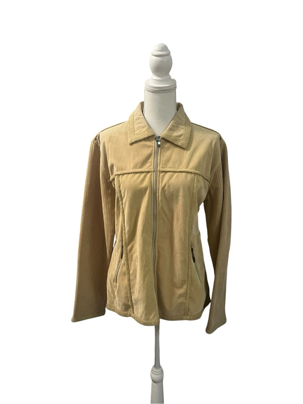 Tallino 18 Ladies Vintage Y2K Suede Leather Jacket Full Zip Lined XL Pockets
